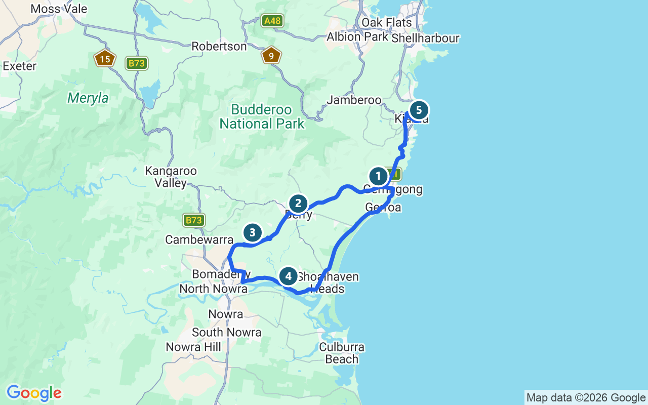 Southern Coast Wine & Scenic Experience route map